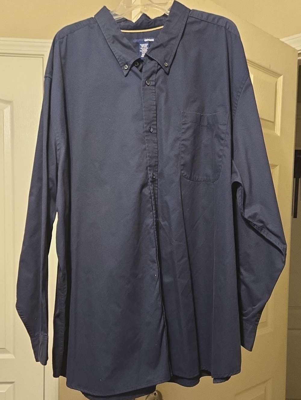 Basic Editions Navy Button-Down Dress Shirt - Long Sleeve
